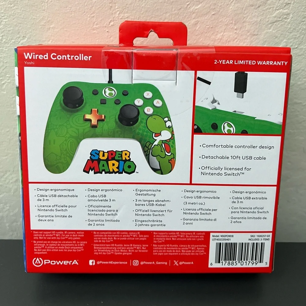Nintendo Switch Wired Controller Super Mario - Yoshi